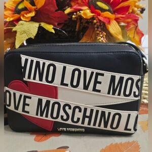 Love Moschino Black and Red Crossbody Bag